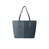 Blue Faux Leather Tote Bag