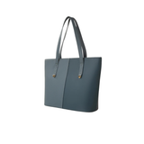 Blue Faux Leather Tote Bag