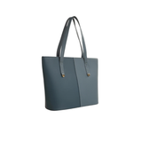Blue Faux Leather Tote Bag