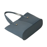 Blue Faux Leather Tote Bag