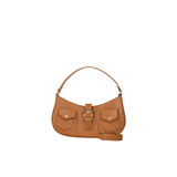 Tan Faux Leather Handbag with Adjustable Strap