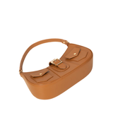 Tan Faux Leather Handbag with Adjustable Strap