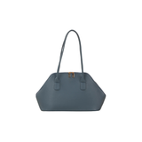 Blue Faux Leather Structured Handbag