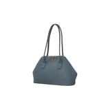Blue Faux Leather Structured Handbag