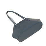 Blue Faux Leather Structured Handbag